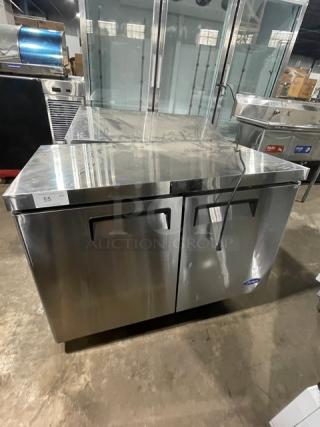 Delfield Commercial 2 Door Under The Counter Freezer! All Stainless Steel! With Poly Coated Racks! Model MGF8406GR Serial MGF8406GRAUS1T0321080300C40021! 115V 1Phase!
