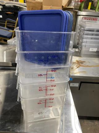 Cambro Poly Food Measuring/Storing Containers! With Lids! 5 X Your Bid!