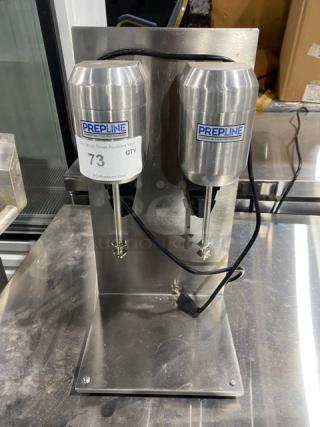 Prepline Commercial Countertop Dual Spinder Drink Mixer! All Stainless Steel! Model DMB21 Serial CK20210527018! 110/120V!
