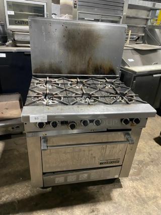 Garland Commercial Stainless Steel Natural Gas Powered 6 Burner range/Oven Combo! With Back Splash! On Casters! - Item #1187547
