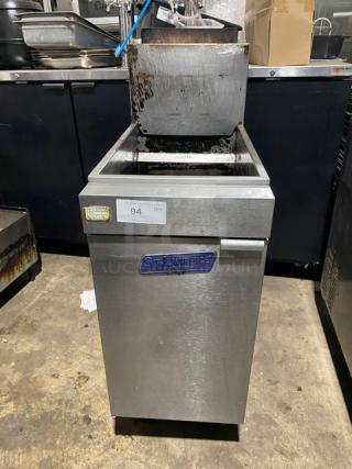 Sir Lawrence Commercial Stainless Steel Natural Gas Powered Deep Fat Fryer! With Back Splash! On Legs! - Item #1187550