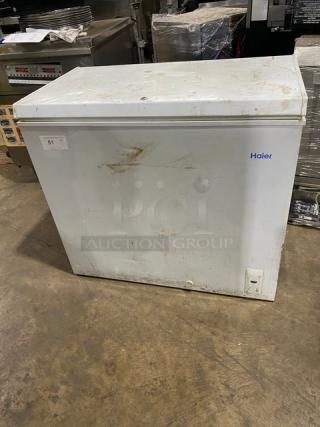Haier Commercial White Free- Standing Chest Freezer! With Top Hinged Lift-Up Style Lid! Model: HE71CL53NW SN: B300G0E6K00WTF4E1308! 115V 1 Phase! WORKING WHEN REMOVED! - Item #1187319