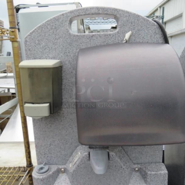 One Portable Hand Wash Station With Foot Pedal, Soap Dispenser, Paper Towel Dispenser And Water Tank. - Image 2 of 3