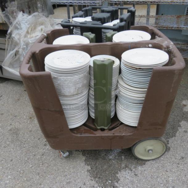 One Winco Portable Plate Cart On Casters Filled With Assorted Plates. - Image 1 of 1