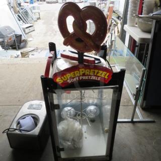 One J & J Heated Soft Pretzel 1 Door Merchandiser.  Model# 2000. 17X17X44