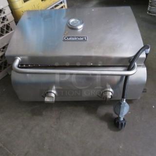 One Cuisinart Stainless Steel Table Top Propane Grill. 21X19X10