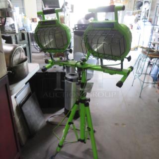 One Commercial Electric Dual  Portable Work Light On Tripod.  #4721. 29X53