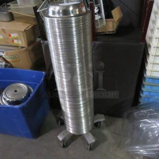 One Plate  Cover Dolly With 190 Stainless Steel 10 Inch Plate Covers. ALL 1 $$$!!!
