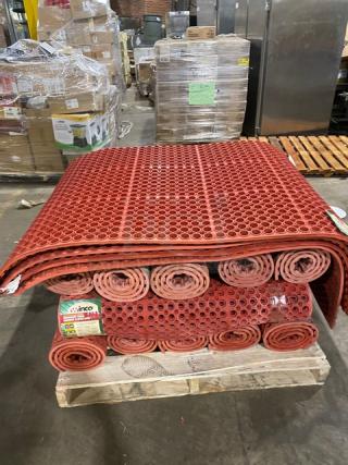 BRAND NEW! FULL PALLET! Winco Commercial Red 3' x 5' Rectangular Straight Edge Anti-Slip/Fatigue Floormats! Model: RBM-35R! 20X Your Bid!