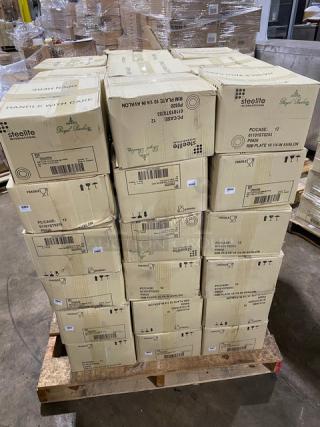 BRAND NEW! FULL PALLET! Steelite International Royal Porcelain Series Commercial White 10-1/4" Round Rim Plate! 12 Per Case! Model: P0920! 70X Your Bid!