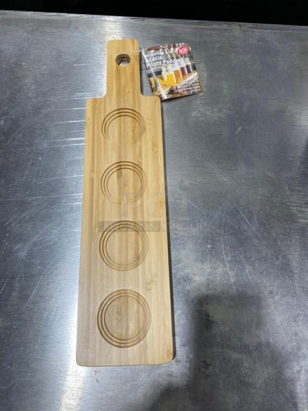 BRAND NEW! TableCraft Commercial Reversible Bamboo Acacia Flight Paddle! Model: FLIGHT1! 7X Your Bid! - Image 1 of 5