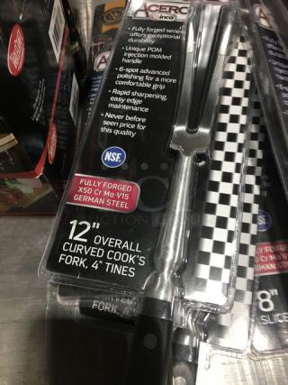BRAND NEW! Winco Acero Series Commercial German Steel 12" Curved Cook's Fork! Model: KFP-121! 3X Your Bid!