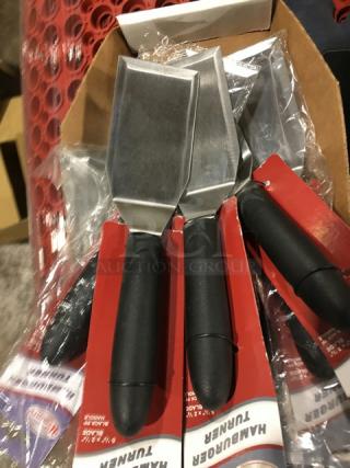 BRAND NEW! Winco Commercial Stainless Steel Offset Hamburger Turner! With Black Grip Handle! Model: TKP-61! 13X Your Bid!