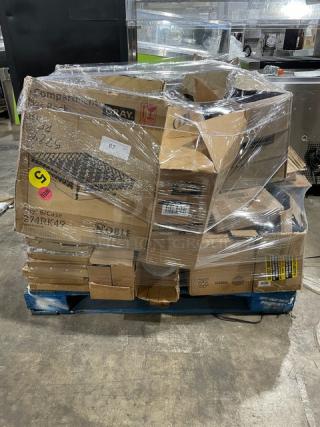 BRAND NEW! MIXED PALLET! Noble Products Commercial Gray Full-Size 49 Compartment Stackable Glass Racks! Model: 274RK49! With Vollrath Super Pan V Series Commercial Stainless Steel Full-Size Solid Hotel/Steam Table Pan Cover! Model: 77250! With Lot Of Commercial Miscellaneous Kitchenware/Utensils! 28X Your Bid!