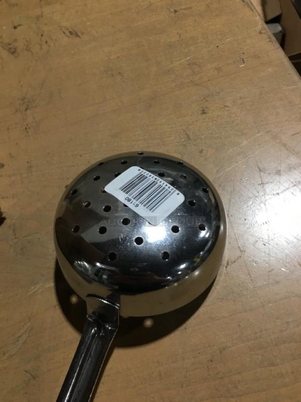 BRAND NEW! Vollrath Commercial Stainless Steel 8 Oz. Perforated Round Spoodle/Portion Spoon! With Black Grip 'N Serve Handle! Model: 61180! 12X Your Bid! - Image 4 of 6