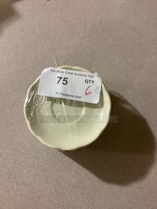 Small scalloped dessert plate, 5-1/2 inches, set of 6, tag reads "Qty 6."