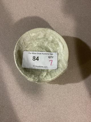 Small 6-3/8" desert plate, qty 7, wrapped, auction label reads "84 QTY 7 PCIAuctions.com".