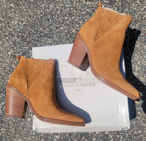 *NEW IN BOX* Marc Fisher Woman's Tan Suede Alva Pointy-Toe Ankle Boot. Size 7 1/2 M. Never worn! - Image 1 of 4