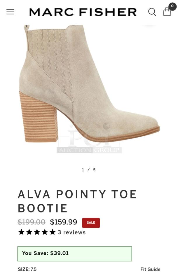 *NEW IN BOX* Marc Fisher Woman's Taupe Suede Alva Pointy-Toe Ankle Boot. Size 7 1/2 M. Never Worn! - Image 4 of 4