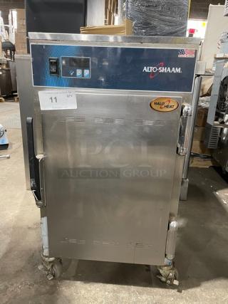 Alto-Shaam! 2018! Late Model! Halo Heat Series Commercial Stainless Steel Electric Powered 6 Pan Mobile Heated Holding Cabinet! With Built In Pan Holding & Wired Racks! Model: 500-S SN: 2407008-000! 120V 1 Phase! On Casters!