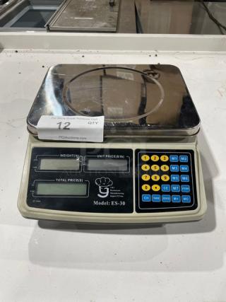 L & J Commercial Stainless Steel Electric Powered Countertop 66 Lb. Portioning Scale! With Digital Control Panel! Model: ES-30! On Legs!