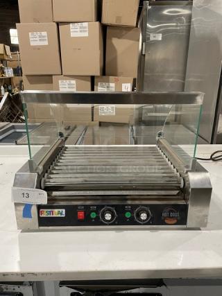 Festival Commercial Stainless Steel LEctric Powered Countertop Hot Dog Roller! With Curved Sneeze Guard! Model: ET-R2-11 SN: 2300361! 110V!