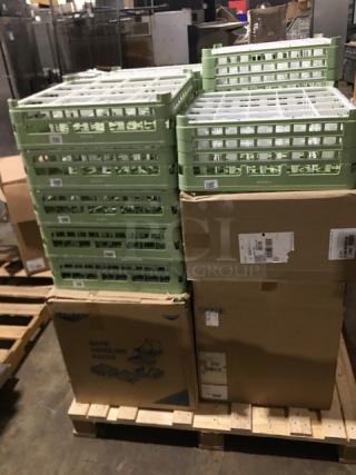 BRAND NEW! MIXED PALLET! Vollrath Commercial Light Green Full Size 25-Compartment 7-1/8" X-Tall Glass Rack! Model: 5271211! With Vollrath Commercial Light Green Full Size 25-Compartment 8-1/2" XX-Tall Glass Rack! Model: 5271311! With Vollrath Commercial Light Green Full Size 25-Compartment 4-5/16" High Medium Glass Rack! Model: 5271011! With Vollrath Commercial Beige Full Size 16-Compartment Glass Rack! Model: 5271811! & MORE! 12X Your Bid!