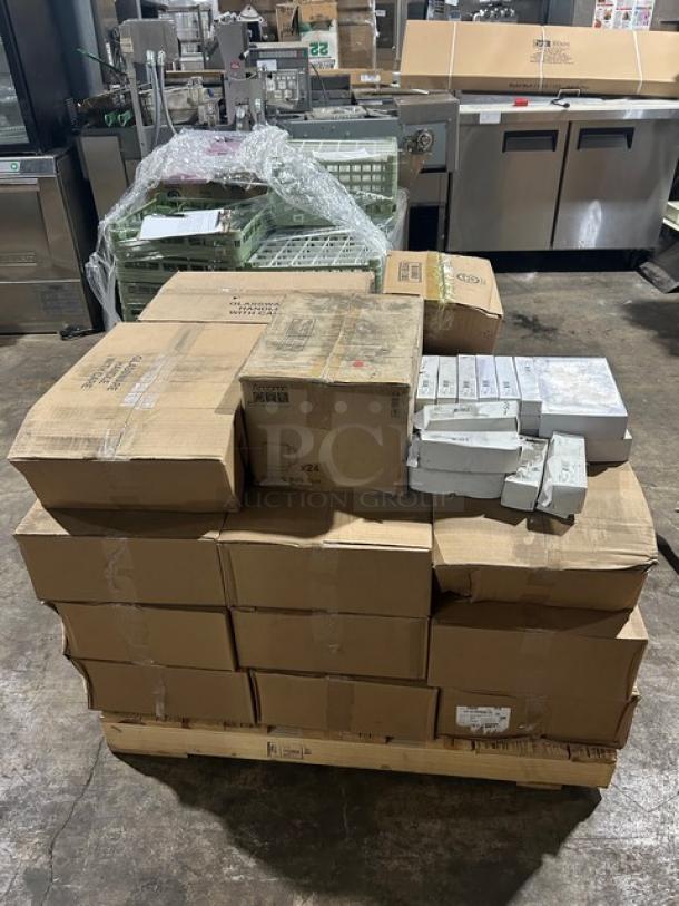 BRAND NEW! MIXED PALLET! Libbey By Syracuse China Cascade Collection Commercial White Ivory 6-1/4" Round Medium Rim Flint Porcelain Plate! Model: 950038261! With Arcoroc Commercial White 10 Oz. Daring Mug! Model: G375210! With Lot Of Assorted Teaspoon & Dinner Knife! & MORE! 37X Your Bid! - Image 2 of 11