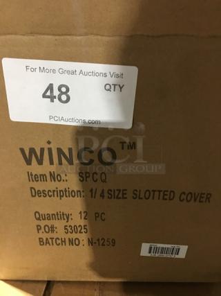 BRAND NEW! Winco Commercial Stainless Steel 1/4-Size Slotted Hotel/Steamtable Pan Lid/Cover! With Handle! 12 Per Case! Model: SPCQ! ALL ONE MONEY!