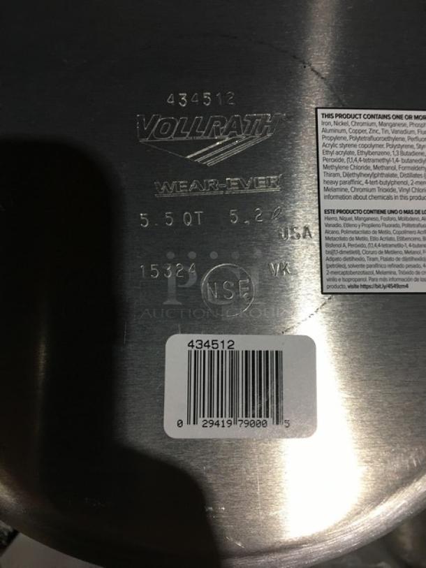 BRAND NEW! Vollrath Wear-Ever Series Commercial Aluminum 5-1/2 Qt. Tapered Saucepan! With Blue Grip Handle! Model: 434512! 3X Your Bid! - Image 3 of 4