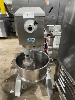 Univex Commercial Heavy Duty Electric Powered 60 Qt Planetary Mixer! With Stainless Steel Mixing Bowl! With Wire Whisk/Whip Attachment! Model: SRM60+ SN: M0904018! 208-240V 1 Phase! On Legs!