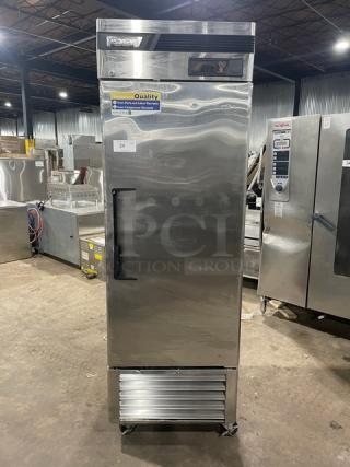Turbo Air Commercial Stainless Steel Solid Single Door Reach In Deluxe Freezer! With Poly Coated Wire Racks! Model: TSF-23SD SN: DF23505021! 115V 1 Phase! On Casters!