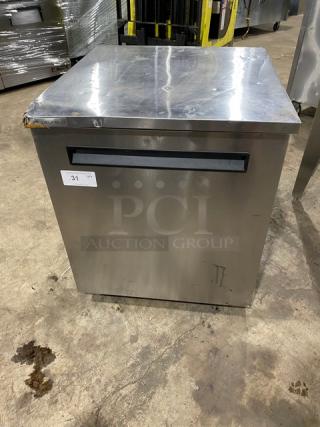 Delfield Commercial Stainless Steel Single Door Undercounter Worktop Refrigerator! With Chrome Plated Wire Rack! Model: 406P-STAR2 SN: 2204820291897! 115V 1 Phase! On Casters! - Item #1189392