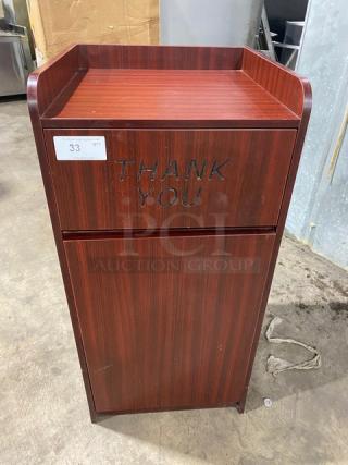 Commercial Wooden Thank You Style Enclosed Receptacle Cabinet!