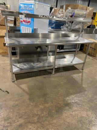 Rshler & Krukin Commercial Stainless Steel Worktop/Prep Station! With Single Overhead Shelf! With Single Undershelf! On Legs! - Item #1189408