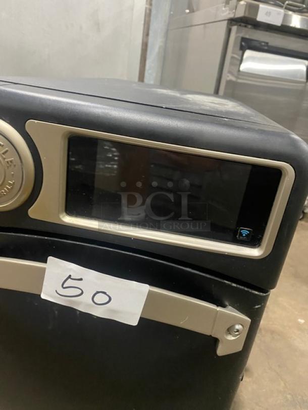 TurboChef! 2021! Late Model! Chipotle Style Commercial Black Electric Powered Countertop Cook Press Edition Ventless Rapid Cook Turbo Oven! With Crank Bar! Model: NGO SN: NGOTD43530! 208/240V 1 Phase! On Legs! - Image 7 of 9