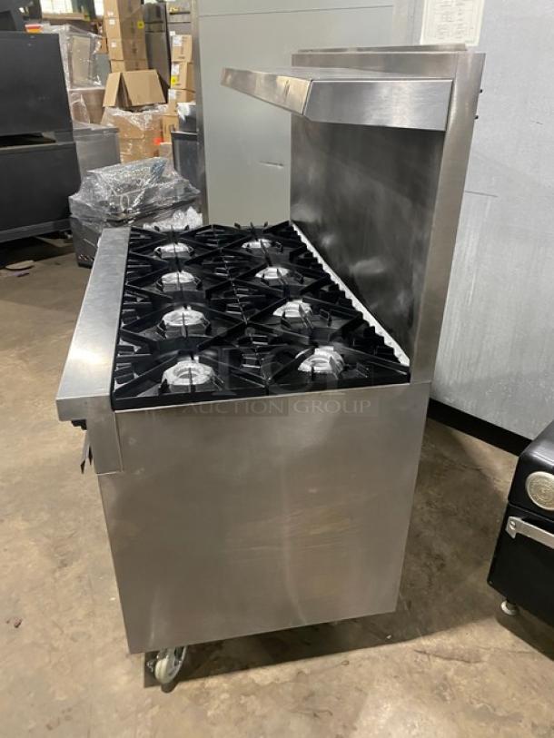 Vulcan Commercial Stainless Steel Natural Gas Powered 8-Burner Range/Oven Combo! With Back Splash & Overhead Salamander Shelf! With Wired Oven Racks! With Enclosed Dry Storage! On Casters! - Image 3 of 9