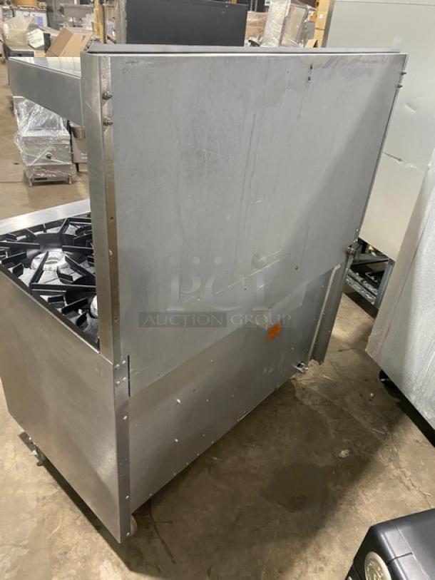 Vulcan Commercial Stainless Steel Natural Gas Powered 8-Burner Range/Oven Combo! With Back Splash & Overhead Salamander Shelf! With Wired Oven Racks! With Enclosed Dry Storage! On Casters! - Image 4 of 9