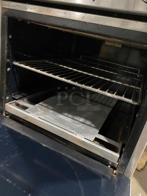 Imperial Commercial Stainless Steel Electric Powered 4 Burner Hot Plate Range/Oven Combo! With Back Splash & Overhead Salamander Shelf! With Wire Oven Rack! On Legs! - Image 7 of 9