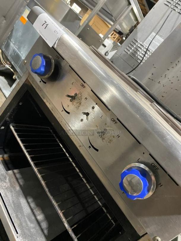 Imperial Commercial Stainless Steel Electric Powered 4 Burner Hot Plate Range/Oven Combo! With Back Splash & Overhead Salamander Shelf! With Wire Oven Rack! On Legs! - Image 8 of 9