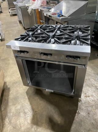 U.S. Range Commercial Stainless Steel Natural Gas Powered 6 Burner Range! With Enclosed Dry Storage Base! On Casters!