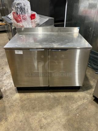 Duke Commercial Stainless Steel 2 Door Refrigerated Back Bar Counter! With Up-Turned Back Splash! With Poly Coated Wire Racks! Model: RUF-48M SN: 08082875! 120V 1 Phase! - Item #1189474