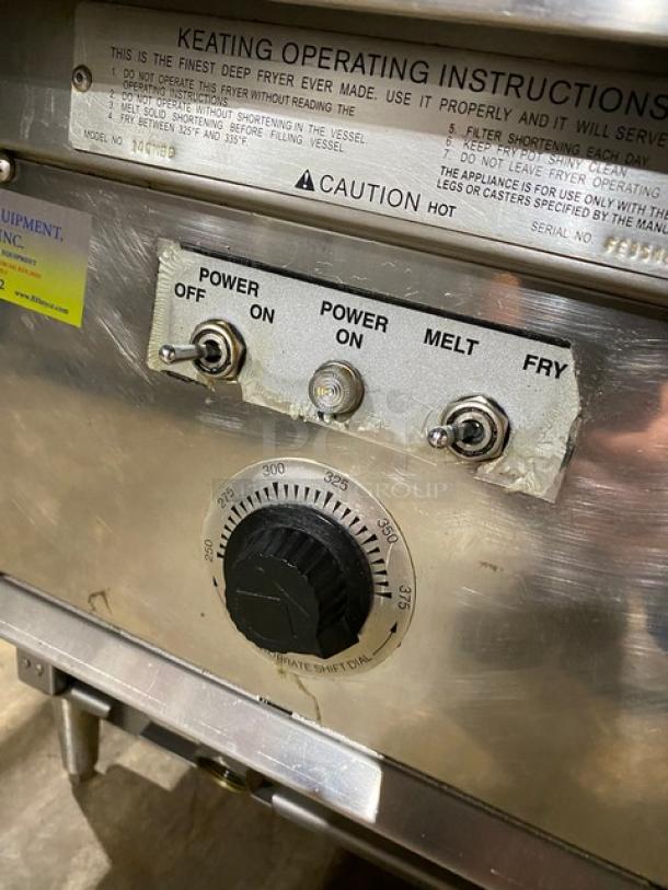 Keating Commercial Stainless Steel Electric Powered Countertop Instant Recovery Fryer! With Thermostatic Control! With Backsplash & Basket Hanger! Model: 14 CMBB SN: FE36461! 208-240V 3 Phase! On Legs! - Image 8 of 9