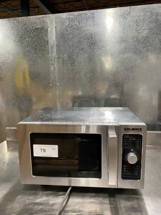 Solwave! 2023! Late Model! Commercial Stainless Steel Electric Powered Countertop Microwave Oven! With Dial Controls! Model: 180MW1000D SN: 230701346! 120V 1 Phase! On Legs! - Item #1189480
