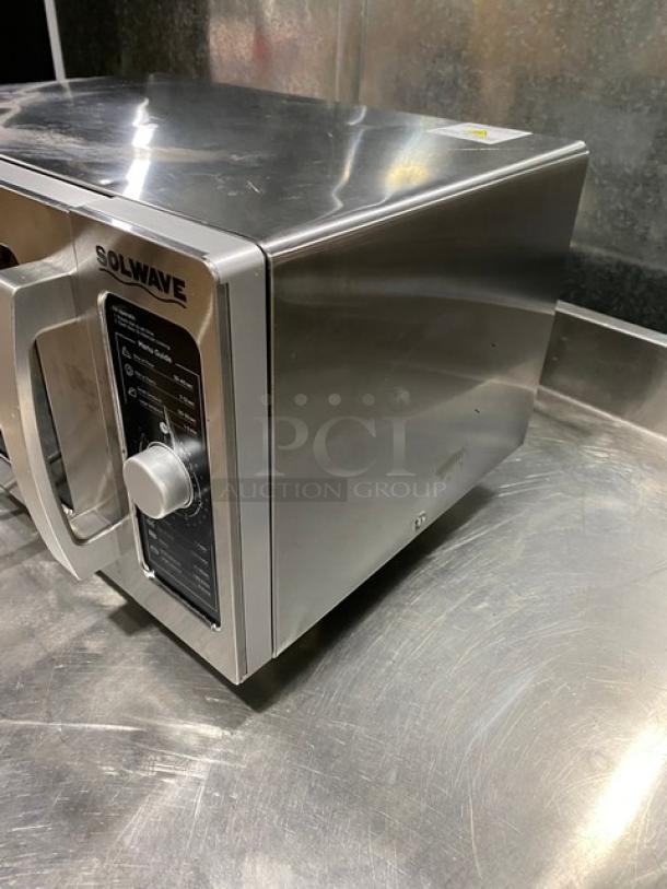 Solwave! 2023! Late Model! Commercial Stainless Steel Electric Powered Countertop Microwave Oven! With Dial Controls! Model: 180MW1000D SN: 230701346! 120V 1 Phase! On Legs! - Image 2 of 8
