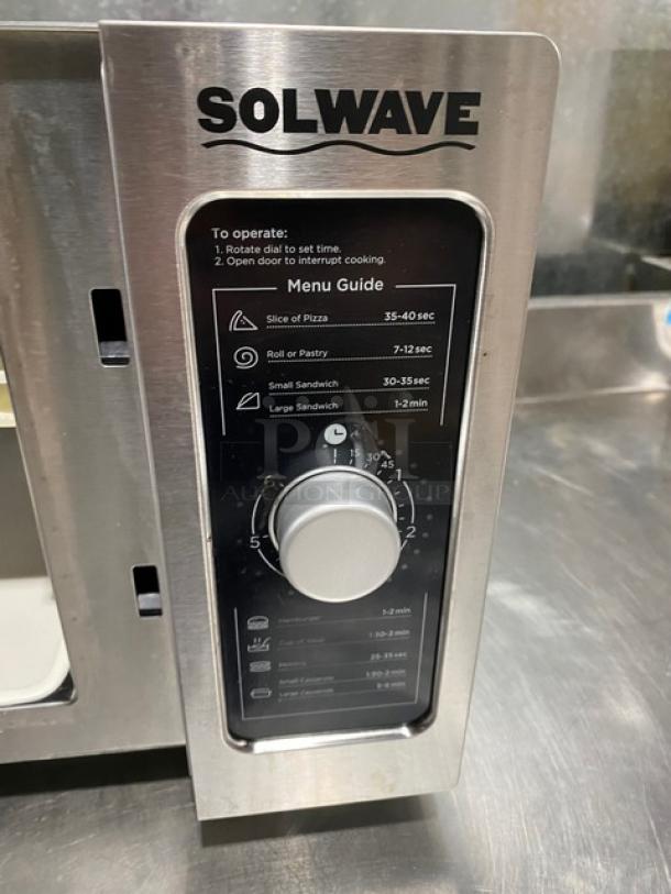 Solwave! 2023! Late Model! Commercial Stainless Steel Electric Powered Countertop Microwave Oven! With Dial Controls! Model: 180MW1000D SN: 230701346! 120V 1 Phase! On Legs! - Image 7 of 8