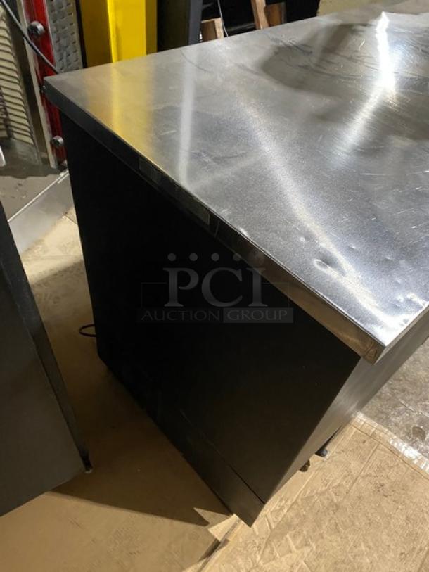 True Commercial Black 2 Door Refrigerated Back Bar Cooler! With Stainless Steel Worktop! With Poly Coated Wire Racks! Model: TBB-2 SN: 1-4727416! 115V 1 Phase! On Casters! - Image 3 of 7