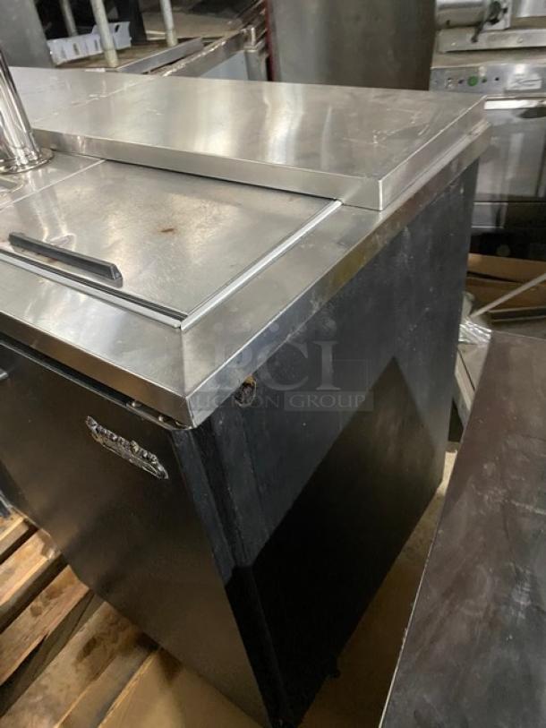 Beverage-Air Commercial Black Powder Coated 69" Direct Draw Kegerator! With Stainless Steel Worktop & Double Slide Back Lids! With 2 Single-Tap Towers & Drip Trays! Model: DD68C SN: 5109281! 115V 1 Phase! - Image 2 of 11