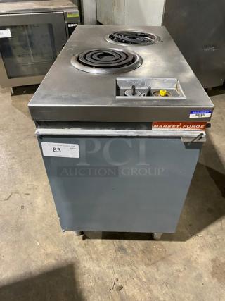 Market Forge Commercial Stainless Steel Electric Powered Double Hot-Plate Range! With Enclosed Dry Storage Base! Model: 2HPES SN: 69-31235! 208V 3 Phase! On Legs! - Item #1189491