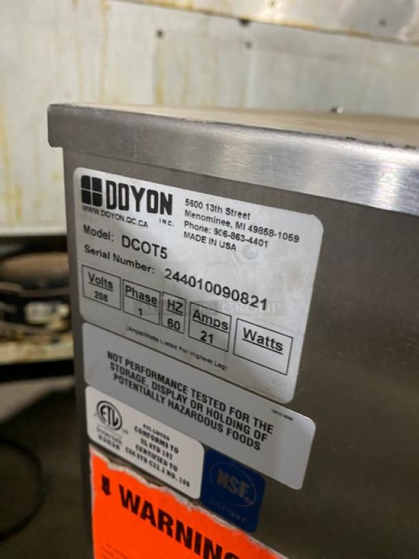Doyon Commercial Stainless Steel Electric Powered Half Size Countertop Convection Oven! Model: DCOT5 SN: 244010090821! 208V 1 Phase! On Legs! - Image 5 of 8
